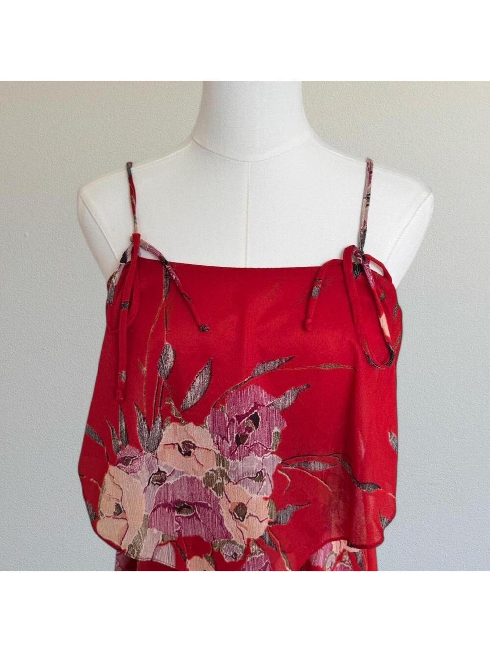 Vintage 70s floral handkerchief maxi dress Sz 3/4 - Picture 7 of 8